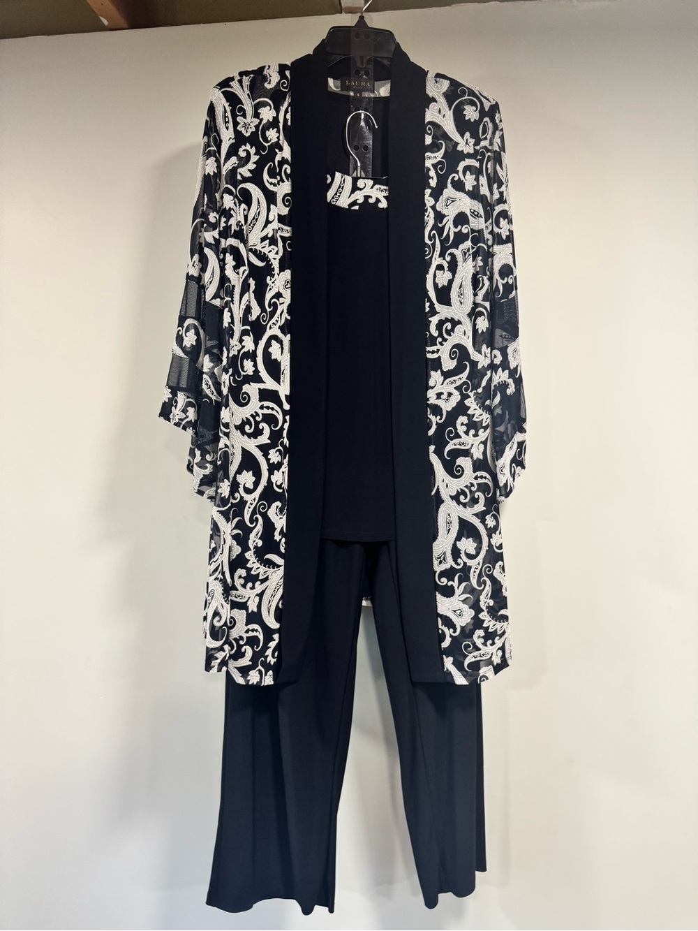 Elegant Navy & White Patterned Women's 2 Piece Set